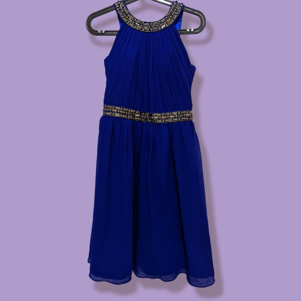 Black Collection Blue Halter Neckline Cocktail Dress in Size Medium